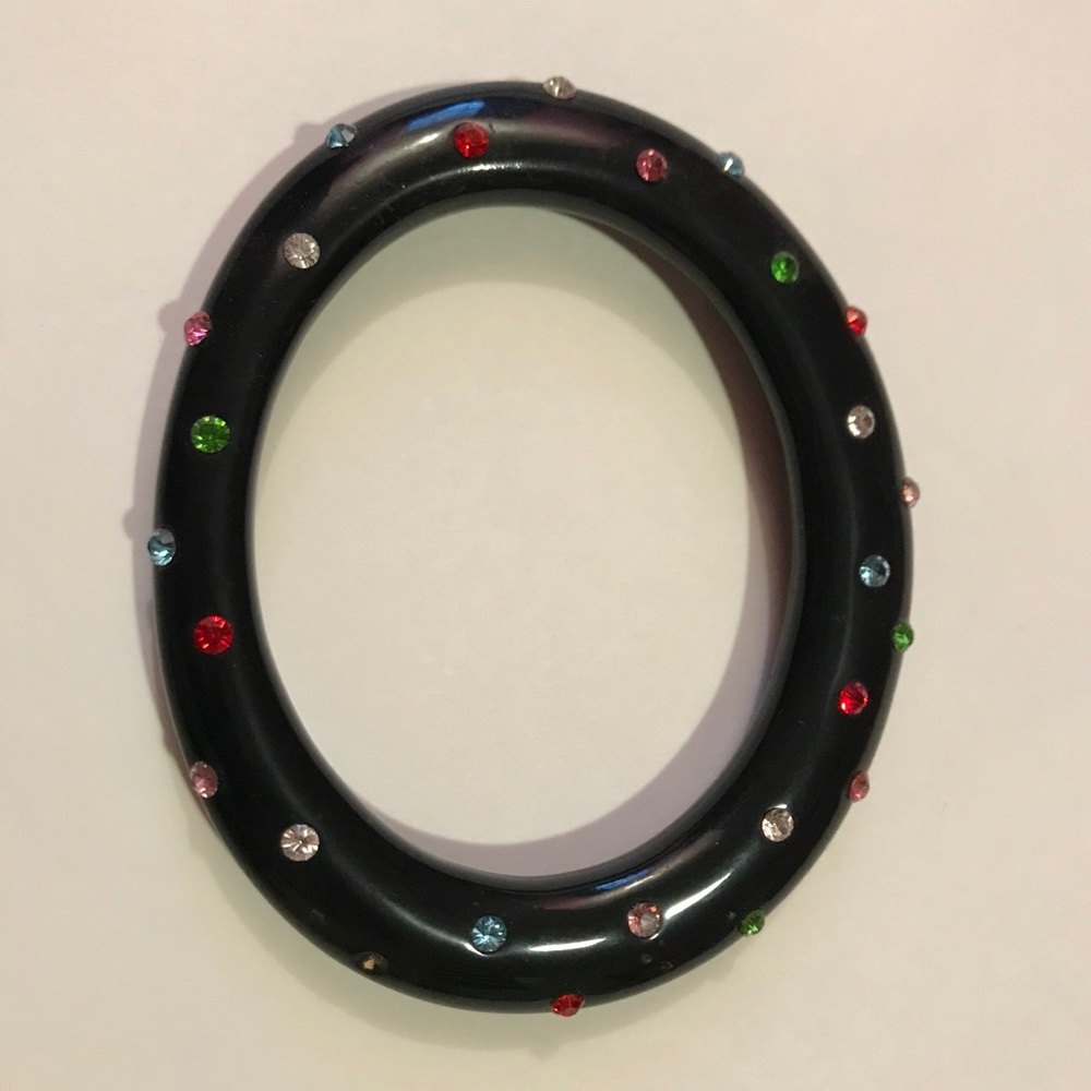Quirky Black Bracelet with Rhinestones